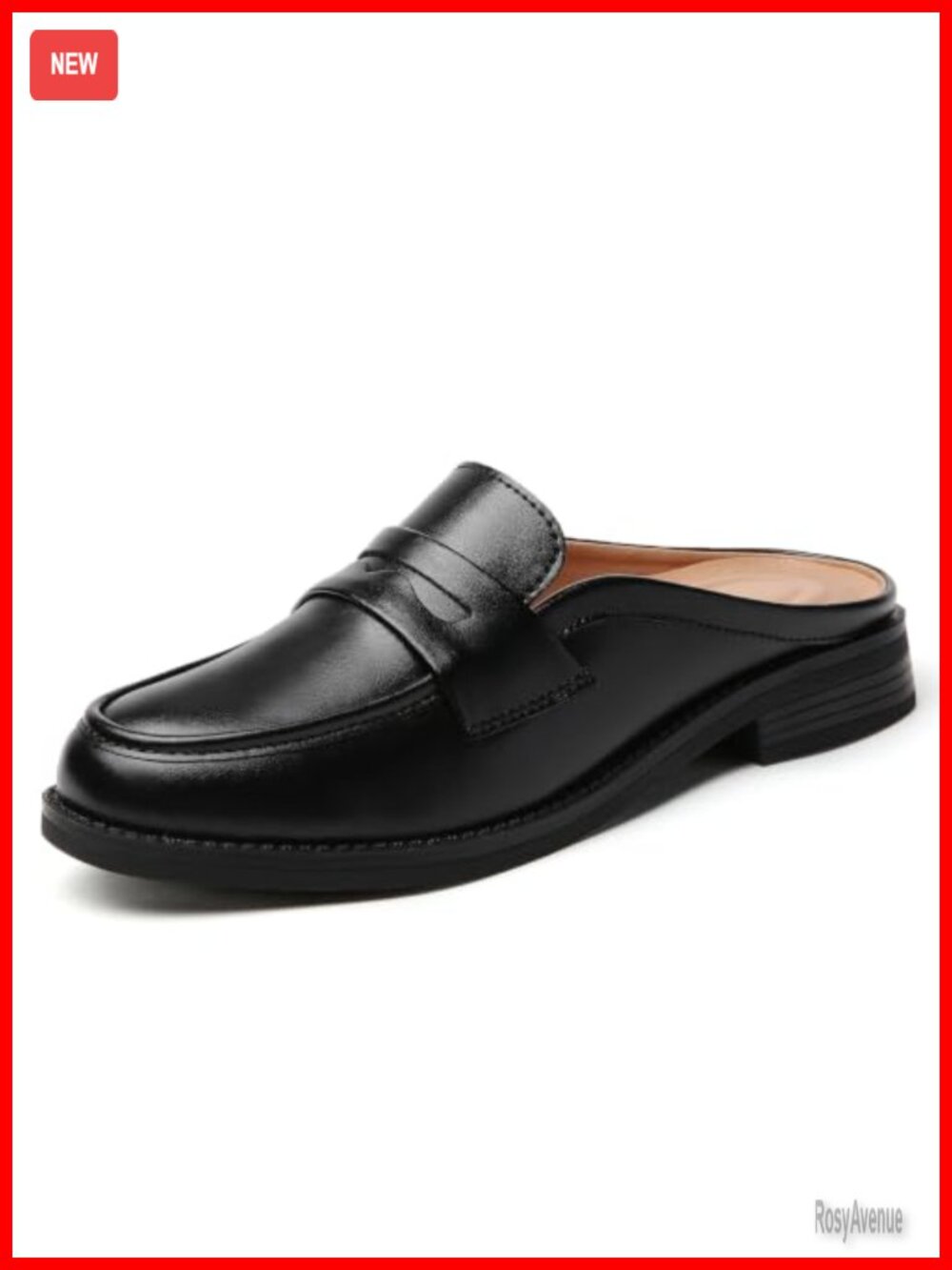 Women's Penny Loafer Mules Memory Foam Low Heel Slip On Backless Shoes